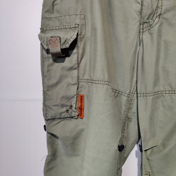 Vintage 90s Abercrombie & Fitch Men's Sz M Green Paratroops Pants Cargo Wide Leg - Picture 3 of 8